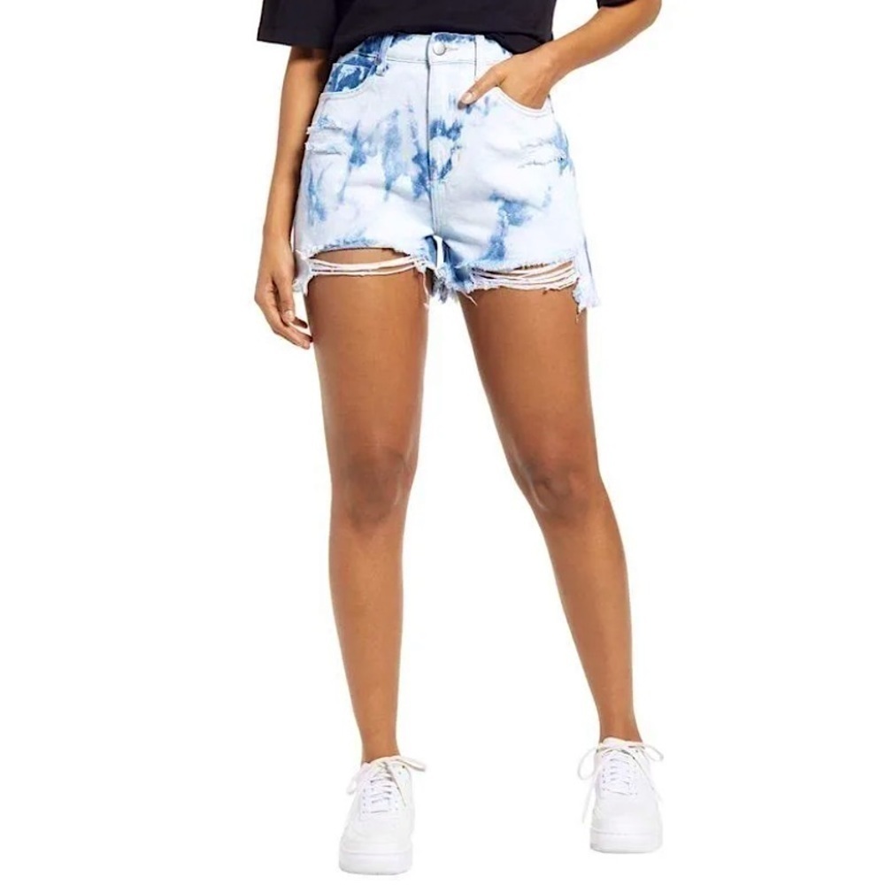 NWT BP Nordstrom High Rise Distressed Blue Bleached Cutoff Jean Shorts Size 27